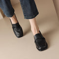 Chaussures en cuir rétro minimalistes à talon mi-haut pour femme