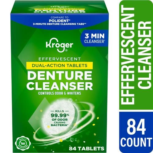 Nettoyant antibactérien pour prothèses dentaires Kroger, comprimés effervescents de trois minutes, 84 unités