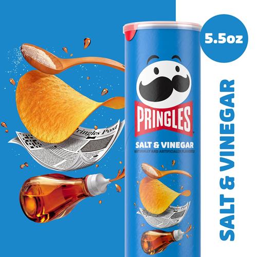 Pringles Chips de pommes de terre croustillantes, collations du midi, collations à emporter, sel et vinaigre, boîte de 156 g (1 boîte)