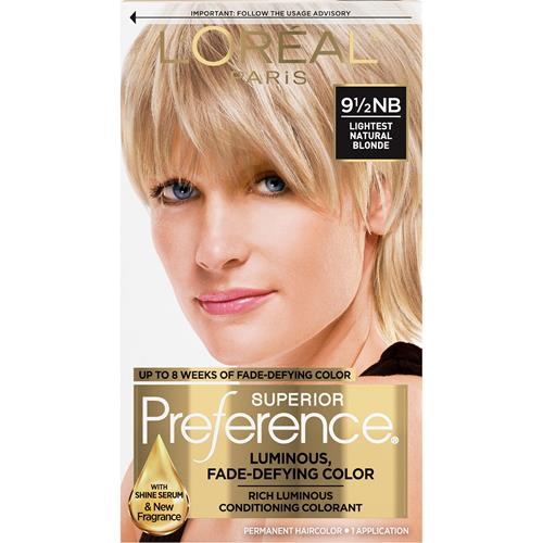 Coloration Permanente Anti-Affadissement et Brillante Loreal Paris Superior Preference, 9.5Nb Blond Naturel Très Clair, Lot de 1, Teinture Capillaire