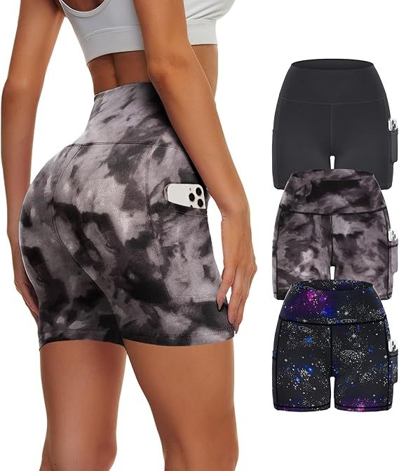 Lot de 3 Leggings de Yoga Taille Haute – Pantalons de Sport Tie-Dye Ciel Étoilé