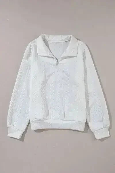Sweat-shirt à manches longues et quart de zip texturé