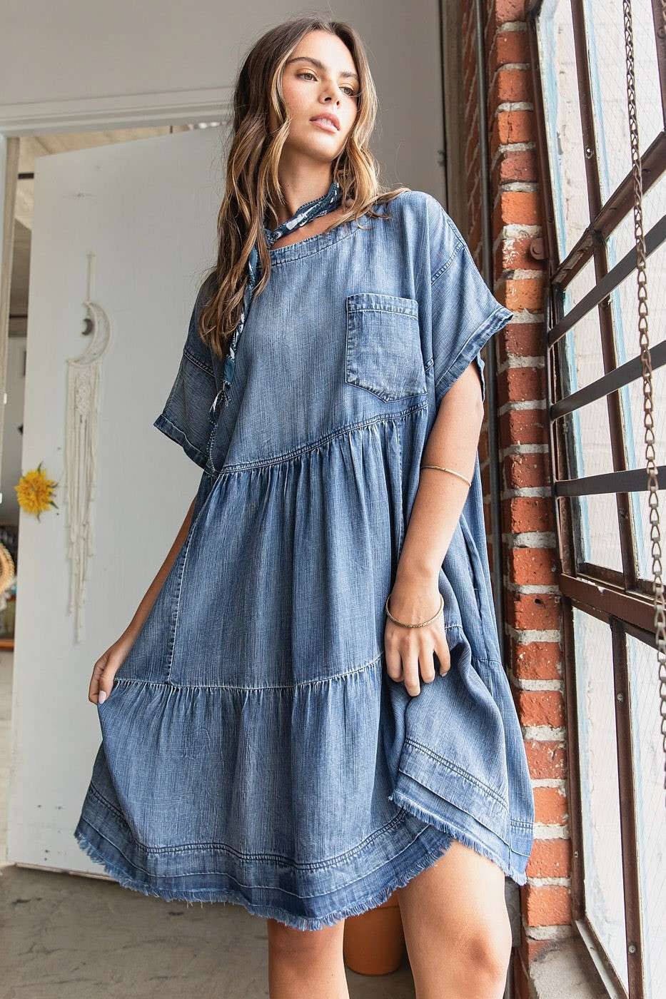 Robe Courte Ample Coupe Relax Bohème Confortable et Respirante pour Femme