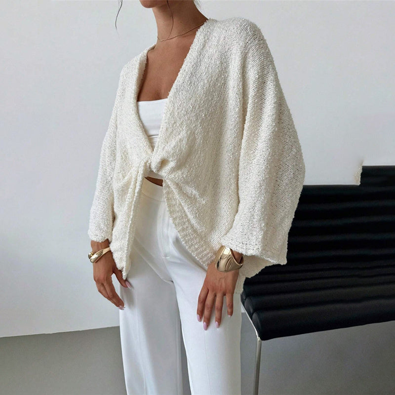 Pull en tricot croisé pour femme