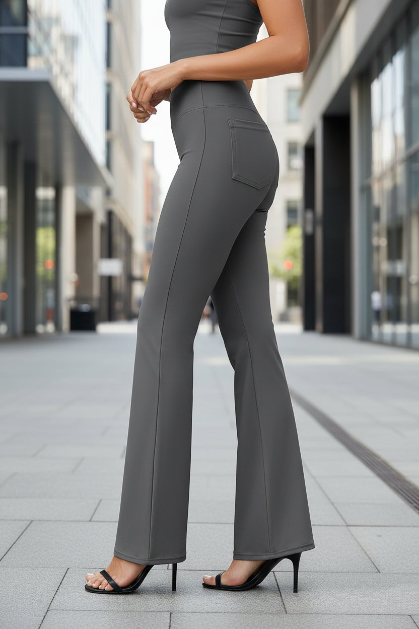 Pantalon extensible taille haute chic décontracté pour femme