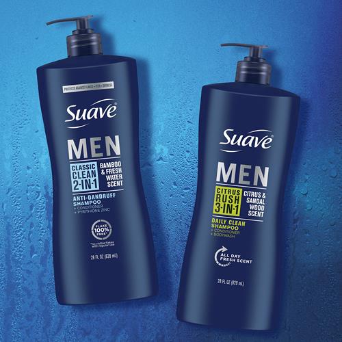 Shampooing et revitalisant antipelliculaire 2 en 1 Suave Men Classic Clean 828 ml