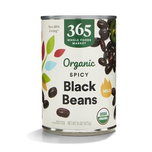 Whole Foods Market, Haricots Noirs Épicés Biologiques, 425 g