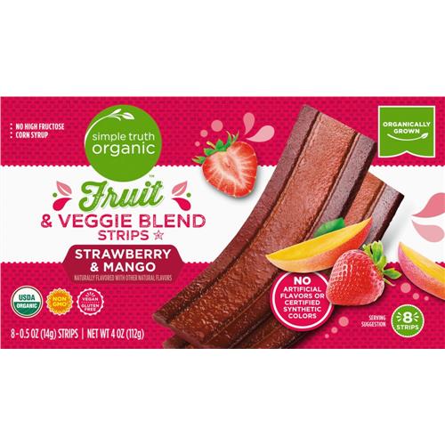 Lanières bio fraise et mangue Simple Truth 8 unités / 14 g