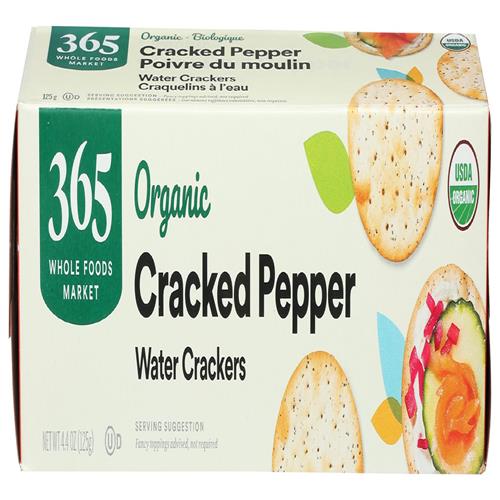 Whole Foods Market, Craquelins à l'eau biologiques poivre concassé, 125 g