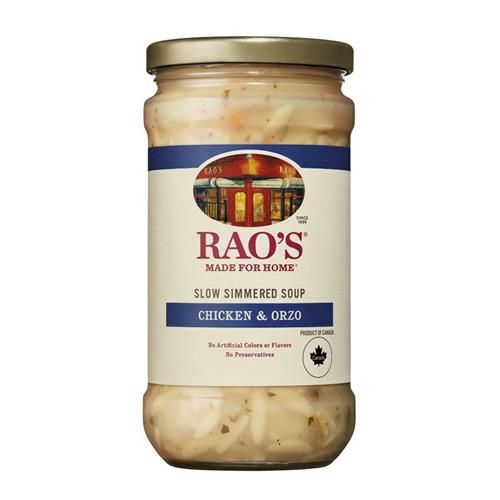Soupe de poulet à l'orzo faite maison Raos, 453 g, soupe italienne traditionnelle prête à chauffer et à servir, faite avec des ingrédients de première qualité