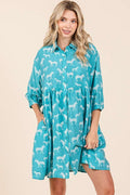 Mini-robe chemise boutonnée imprimé zèbre pour femme – Audacieuse et tendance avec détails à volants