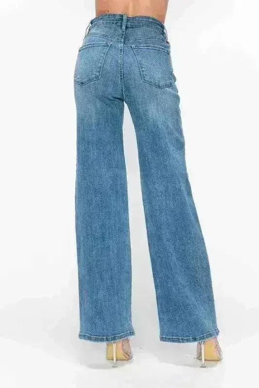 Jean bytos taille haute et coupe large avec poches