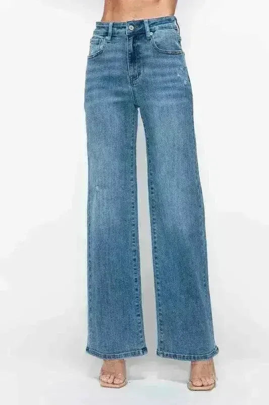 Jean bytos taille haute et coupe large avec poches