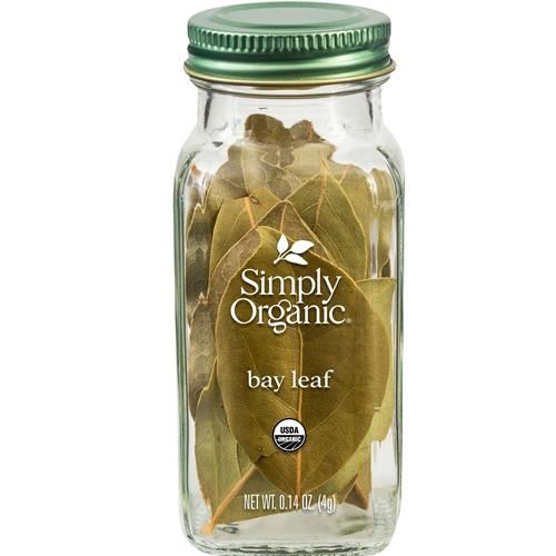 Simply Organic Feuilles de Laurier Entières, Pot en Verre de 4 g, Casher, Arôme Doux et Terreux, Sans ETO, Sans OGM