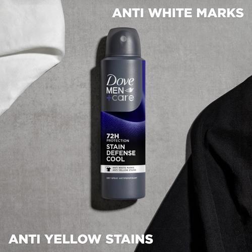 Dove Men+Care Anti-transpirant Déodorant Anti-Taches Fraîcheur Sèche en Vaporisateur pour Homme Anti-Marques Blanches et Jaunes, Protection Anti-Transpiration et Odeurs 72H avec Technologie Triple Protection 107g