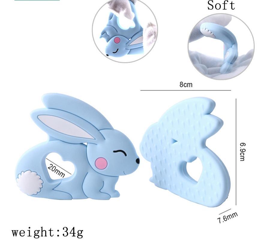 Bébé Anneau de Dentition Silicone Lapin Qualité Alimentaire Anneau de Dentition Lapin Allaitement Accessoires de Dentition Anneau de Dentition Animal en Silicone Pour Enfants et Bébés