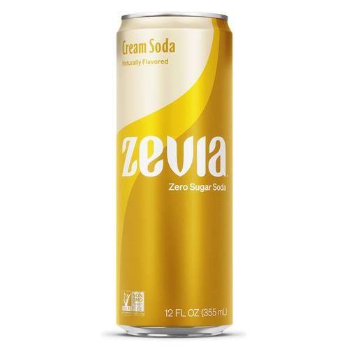 Zevia Zero Sugar Soda, saveur Crème Gazeuse, canette fine de 355 ml