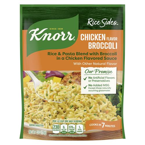 Knorr Accompagnements de riz Pour un accompagnement de riz savoureux Poulet et brocoli avec du riz long grain et des vermicelles Sans arômes artificiels, sans conservateurs, sans glutamate monosodique ajouté 156 g
