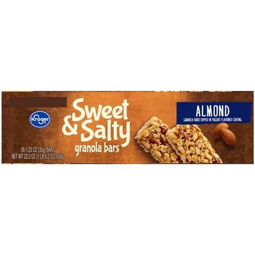 Barres granola aux amandes sucrées et salées Kroger, 18 unités