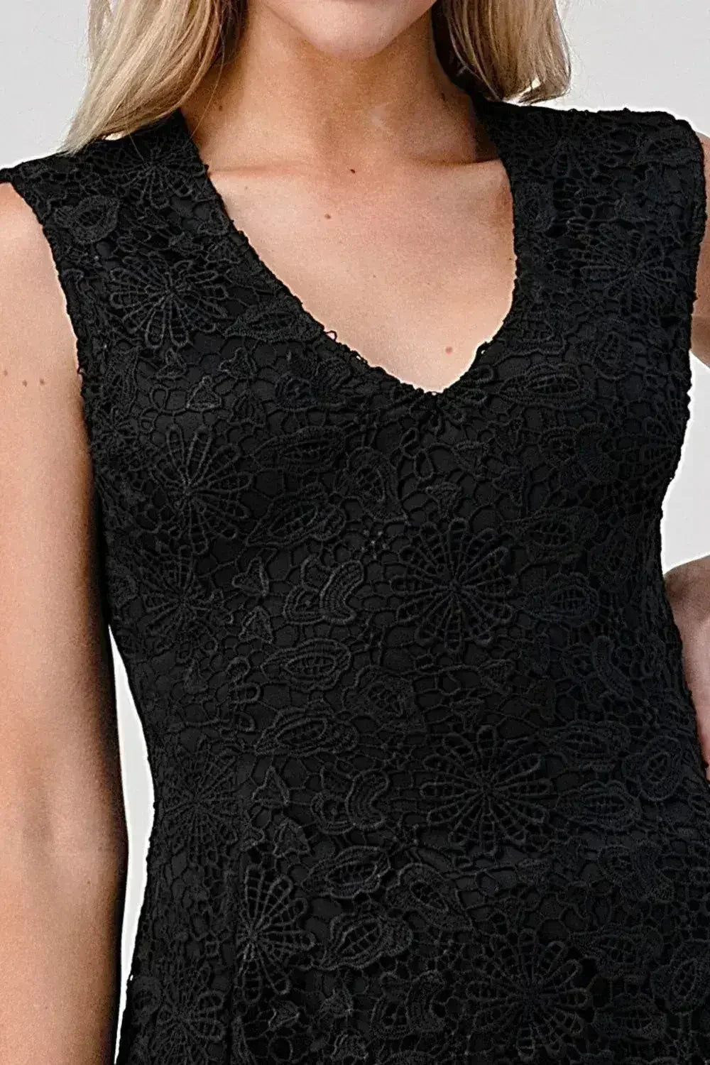 Haut péplum sans manches en dentelle - Caraco à col en V pour femme | Femstylo