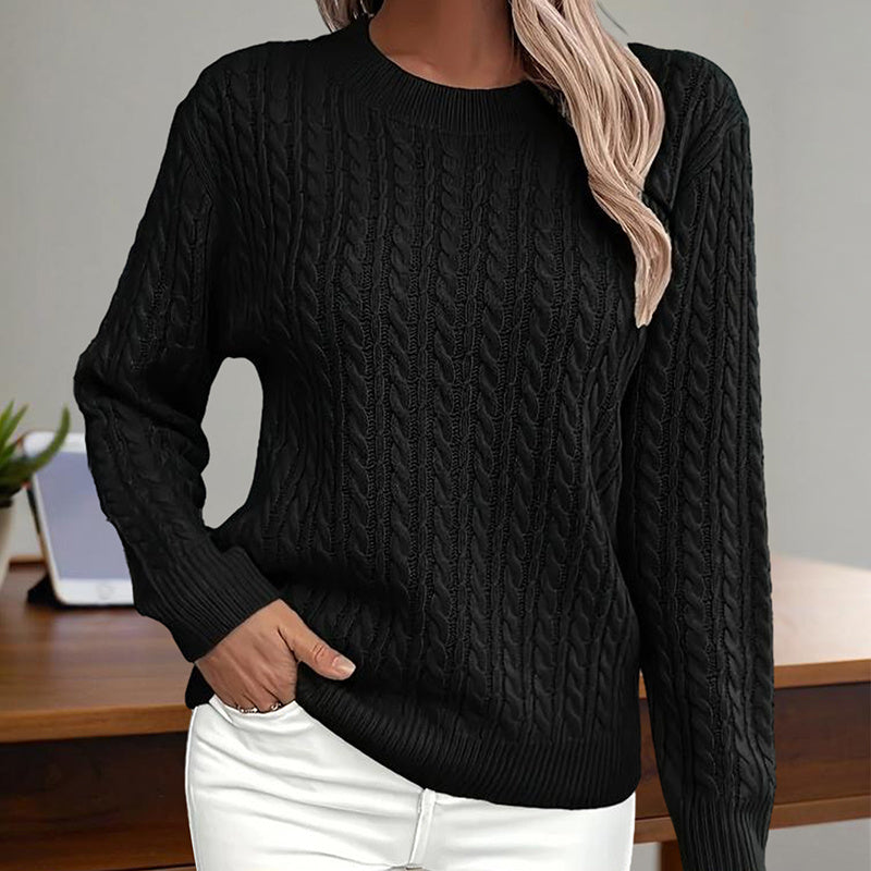 Haut en maille texturée à col rond pour femme