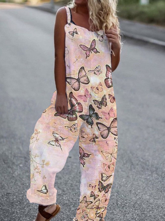 Salopette Papillon Femme – Pantalon Ample sans Manches à Bretelles