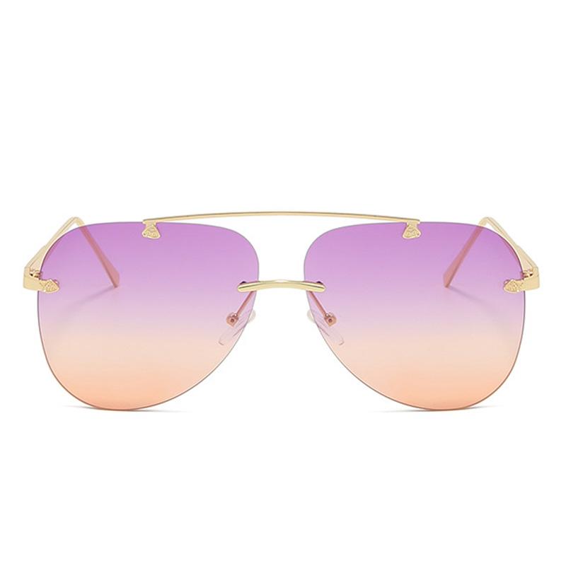 Lunettes de soleil sans monture en métal pour hommes et femmes, miroir, mode, pilote tendance, lunettes de soleil, protection UV, lunettes dégradées