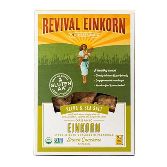 Revival Einkorn - Craquelins Bio Complets à la Farine de Petit Épeautre, « Graines & Fleur de Sel » (145 g)