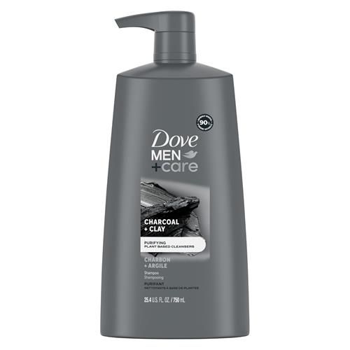 Dove Men+Care Shampoo pour Hommes Cheveux d'Apparence Saine Charbon + Argile Nettoyants d'Origine Végétale Naturelle 750 ml