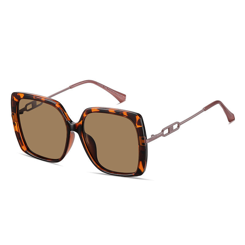 Lunettes de soleil polarisées à grande monture métallique – Lunettes de conduite surdimensionnées