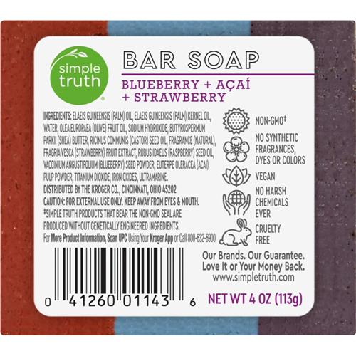 Simple Truth Beauty Crate Savon en barre Myrtille Fraise & Açaï 113 g