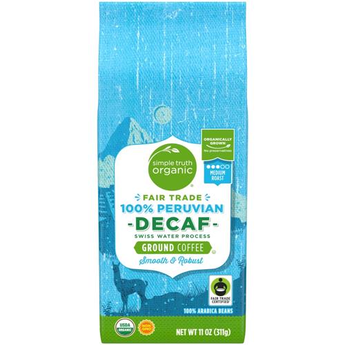 Café moulu biologique décaféiné Simple Truth 100 % péruvien torréfaction moyenne 311 g
