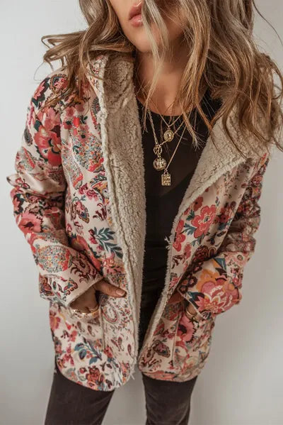 Veste à capuche légère et élégante à manches longues imprimée vintage d'automne