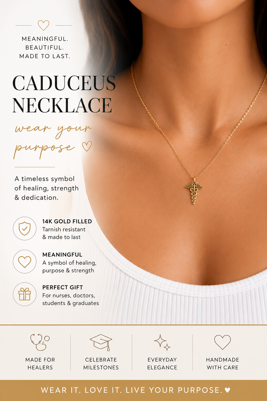 Collier pendentif Caducée