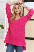 Pull col en V ADORA avec fentes latérales et ourlet asymétrique