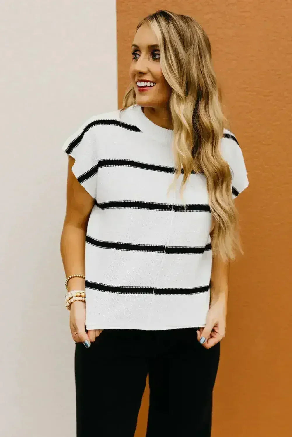 Pull à manches chauve-souris rayé - Tee-shirt oversize rayé | Femstylo