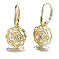 Boucles d'oreilles dormeuses rose avec cristaux Swarovski en cage