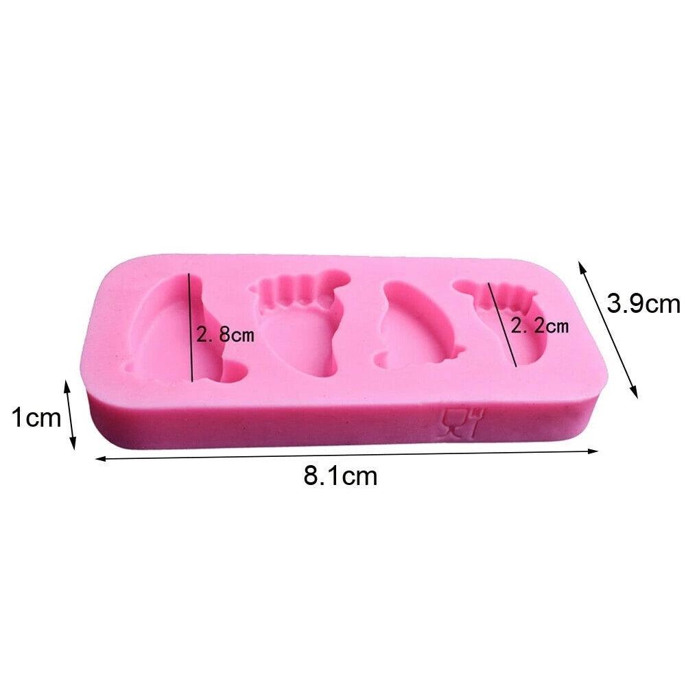Moule à gâteau en silicone 3D pieds de bébé, moule à chocolat, fondant, outil de décoration de gâteaux, ustensile de cuisson pour pudding, moules en silicone empreintes de pieds de bébé, moule à savon en fondant, décoration de gâteau de baby shower.