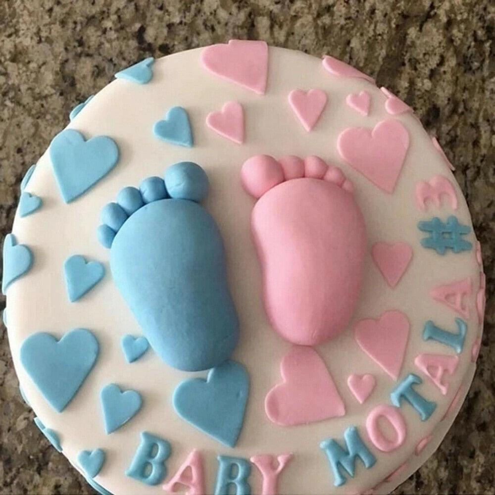 Moule à gâteau en silicone 3D pieds de bébé, moule à chocolat, fondant, outil de décoration de gâteaux, ustensile de cuisson pour pudding, moules en silicone empreintes de pieds de bébé, moule à savon en fondant, décoration de gâteau de baby shower.