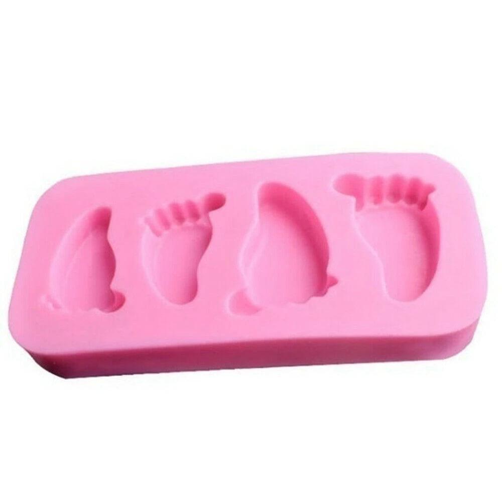 Moule à gâteau en silicone 3D pieds de bébé, moule à chocolat, fondant, outil de décoration de gâteaux, ustensile de cuisson pour pudding, moules en silicone empreintes de pieds de bébé, moule à savon en fondant, décoration de gâteau de baby shower.