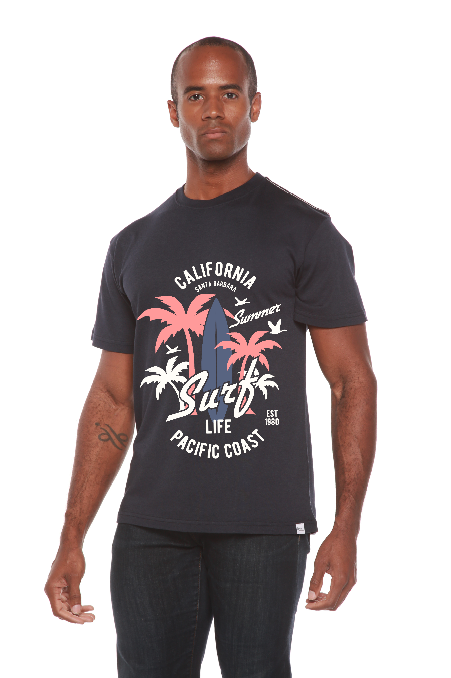 T-shirt graphique à manches courtes California Surf pour homme en viscose de bambou et coton biologique