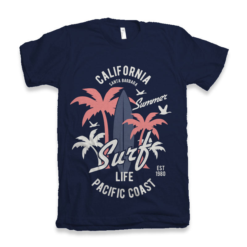 T-shirt graphique à manches courtes California Surf pour homme en viscose de bambou et coton biologique