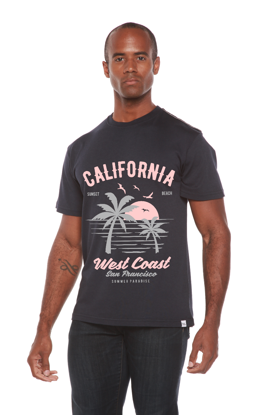 T-shirt graphique à manches courtes pour homme en viscose de bambou et coton biologique California West Coast