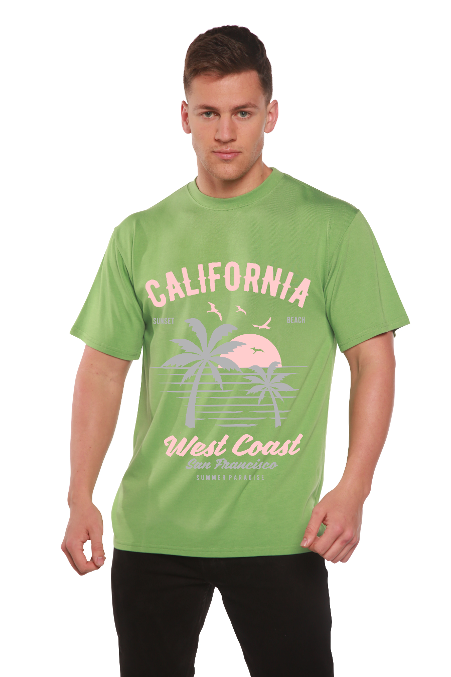 T-shirt graphique à manches courtes pour homme en viscose de bambou et coton biologique California West Coast