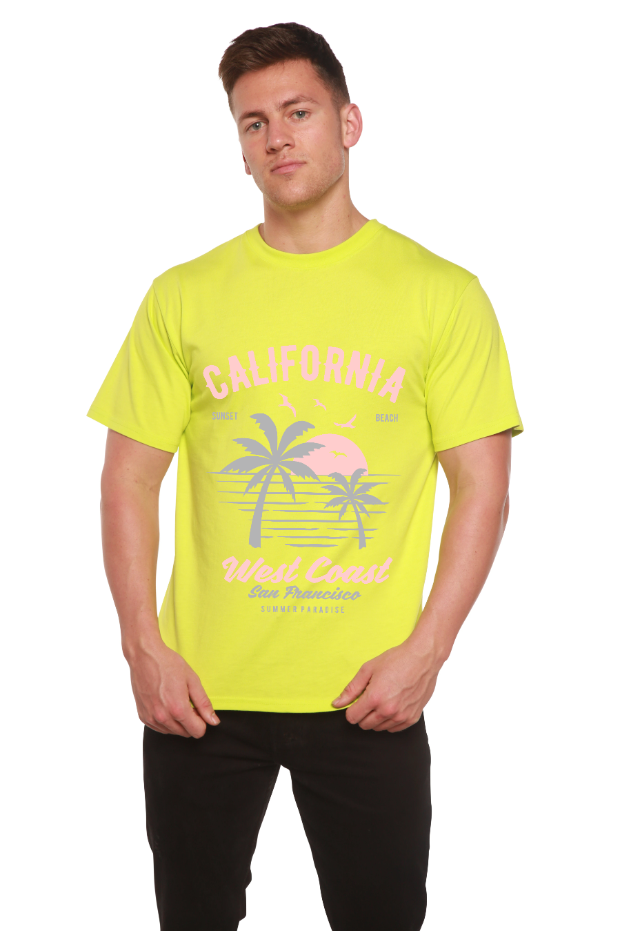T-shirt graphique à manches courtes pour homme en viscose de bambou et coton biologique California West Coast