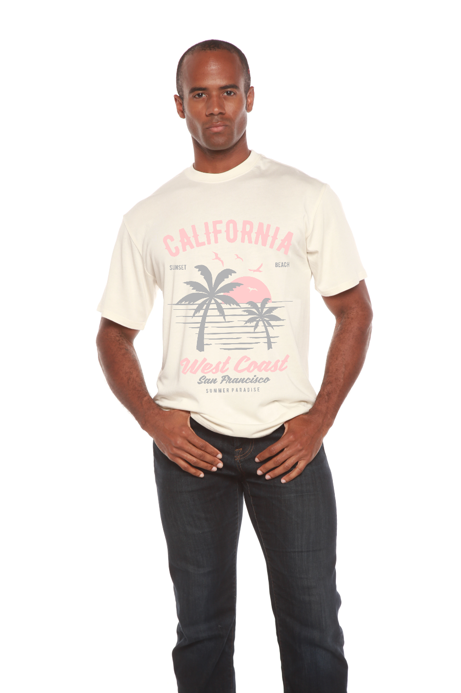 T-shirt graphique à manches courtes pour homme en viscose de bambou et coton biologique California West Coast