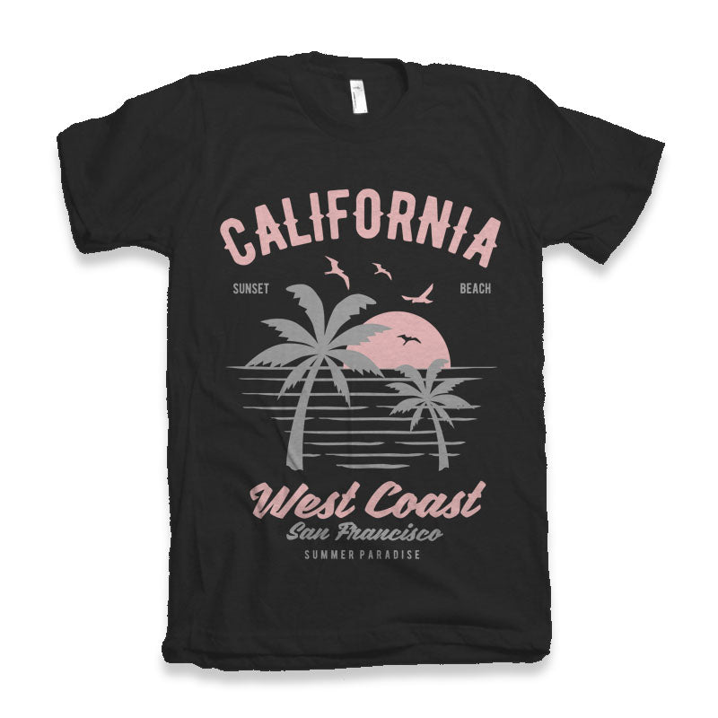 T-shirt graphique à manches courtes pour homme en viscose de bambou et coton biologique California West Coast