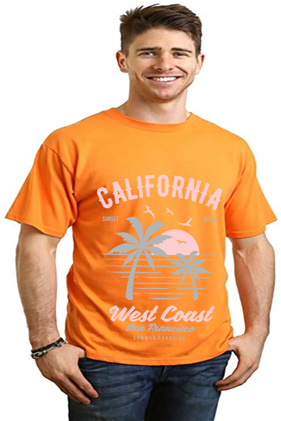 T-shirt graphique à manches courtes pour homme en viscose de bambou et coton biologique California West Coast