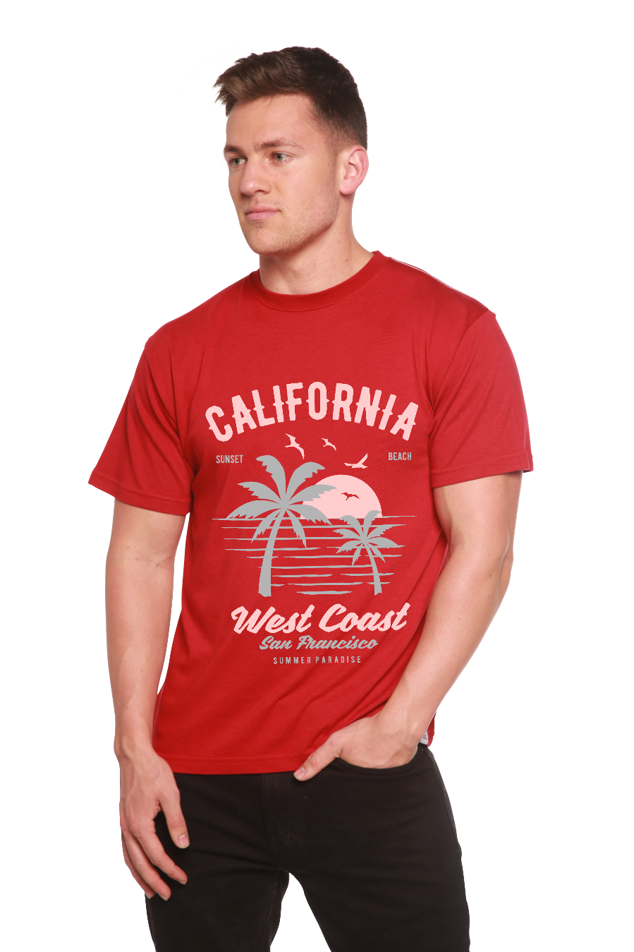 T-shirt graphique à manches courtes pour homme en viscose de bambou et coton biologique California West Coast