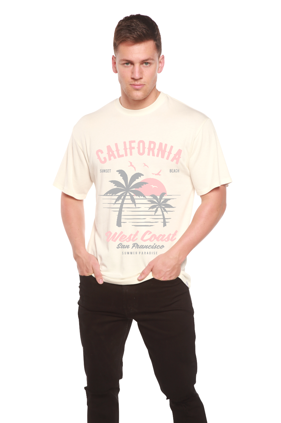 T-shirt graphique à manches courtes pour homme en viscose de bambou et coton biologique California West Coast